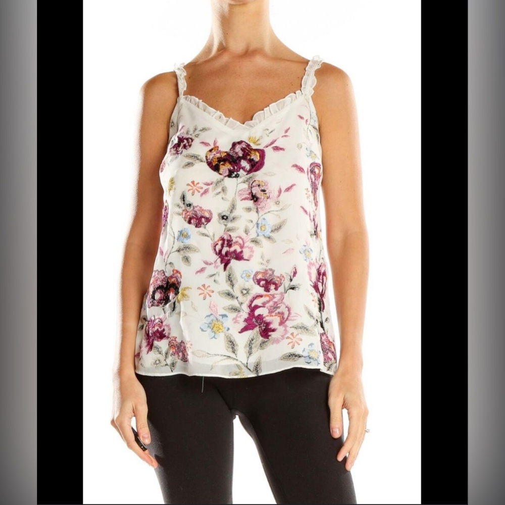 NWOT White House Black Market Embroidered Floral Cami Blouse